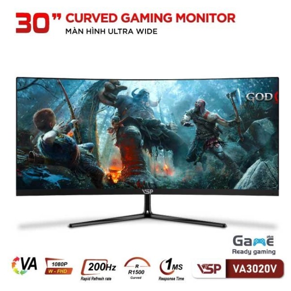 Màn hình Cong Ultrawide Gaming VSP VA3020V (30inch / VA / 2560x1080 / 200Hz / 1ms / FreeSync)