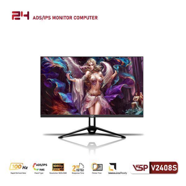 Màn hình phẳng LED mỏng tràn viền VSP V2408S (23.8inch / ADS/IPS / FHD / 100Hz / 2ms / Đen)