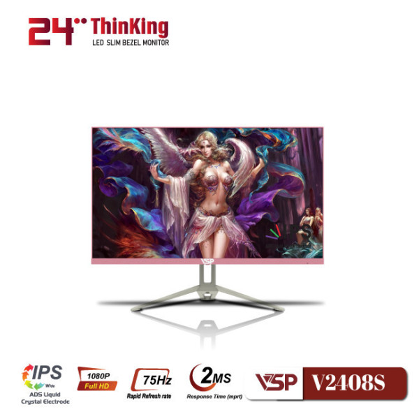 Màn hình phẳng LED mỏng tràn viền VSP V2408S (23.8inch / IPS / FHD / 75Hz / 2ms / Hồng)