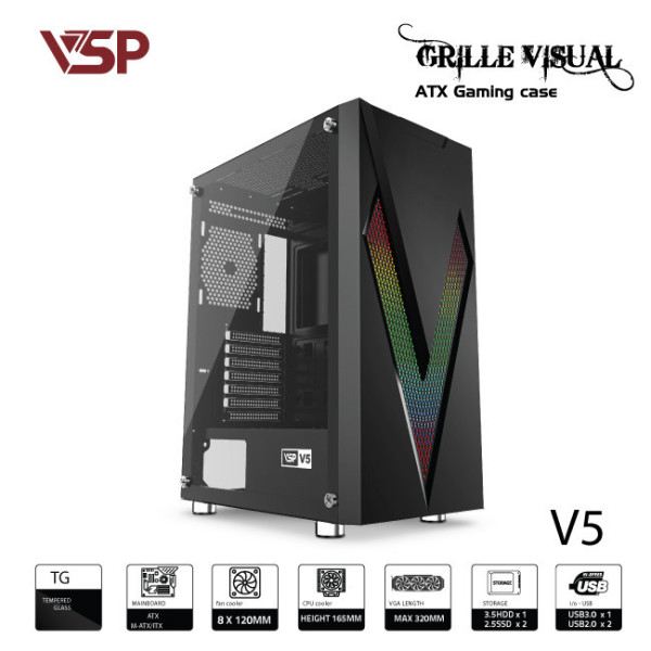 Vỏ Case máy tính VSP V5 - Đen