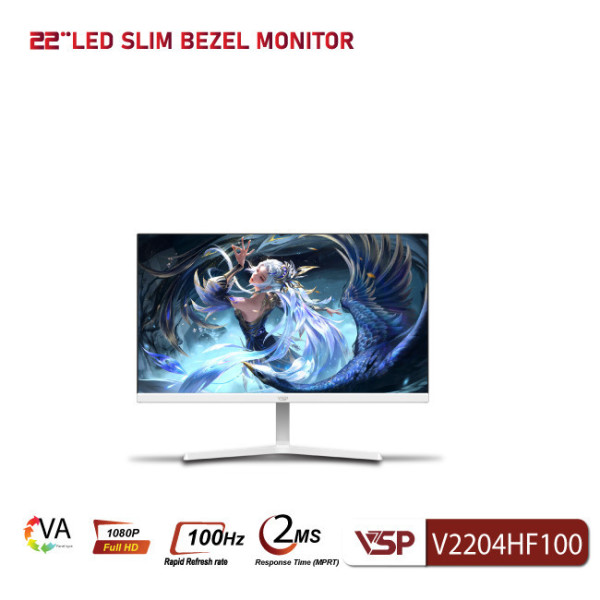 Màn hình phẳng LED VSP V2204HF100 (21.5inch / VA / FHD / 100Hz / 2ms / Freesync) - Trắng