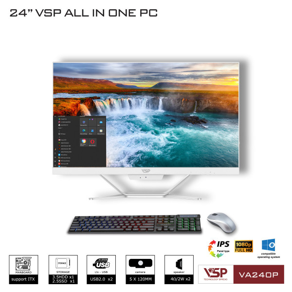 Máy tính để bàn VSP All in One VA240P - FHD White