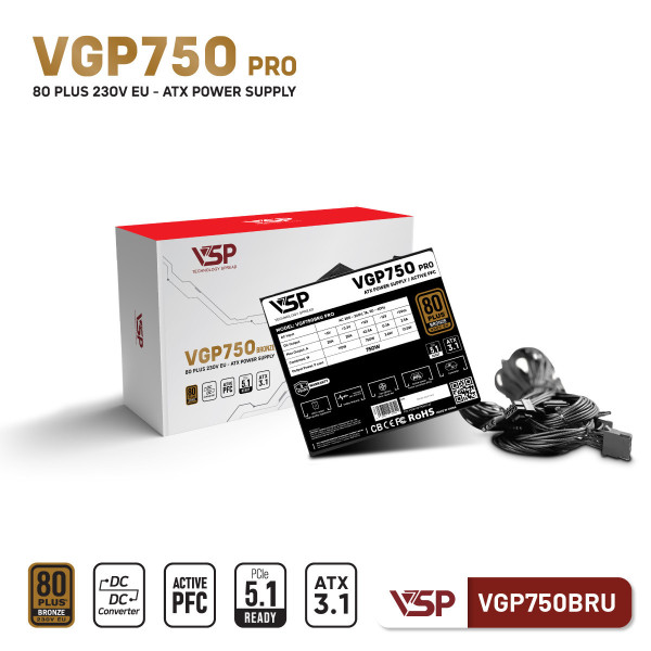 Bộ Nguồn VSP VGP750BRU Pro - 80PLUS Bronze 230V EU