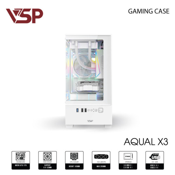 Vỏ Case Máy Tính Aqual X3 Trắng