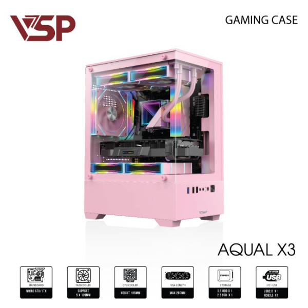 Vỏ Case Máy Tính Aqual X3 Hồng