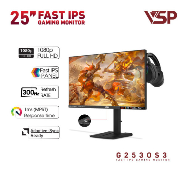 Màn hình VSP Gaming G2530S3 (25inch / Fast IPS / FHD / 300Hz / 1ms / FreeSync / Adaptive-Sync)