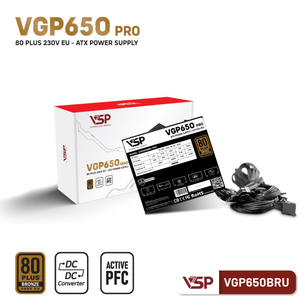 Bộ Nguồn VSP VGP650BRN V2 - 80plus Bronze - 650W