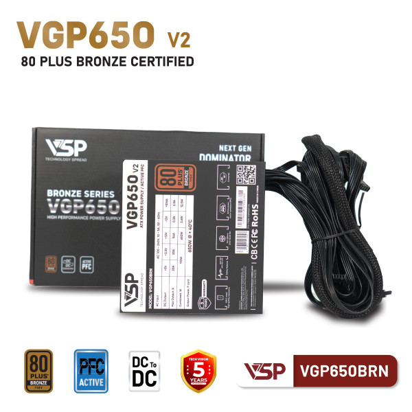 Bộ Nguồn VSP VGP650BRN V2 - 80plus Bronze - 650W