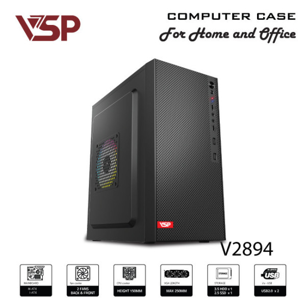 Case văn phòng VSP V2894 (M-ATX/I-ATX)