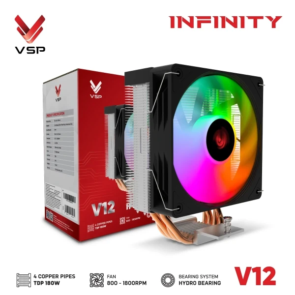 Tản Nhiệt Khí V12 INFINITY - Đen