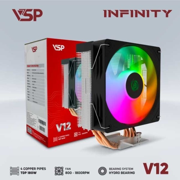 Tản Nhiệt Khí V12 INFINITY - Đen