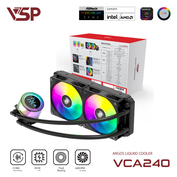 Tản nhiệt nước VSP Infinity Liquid Cooler VCA-240 Đen