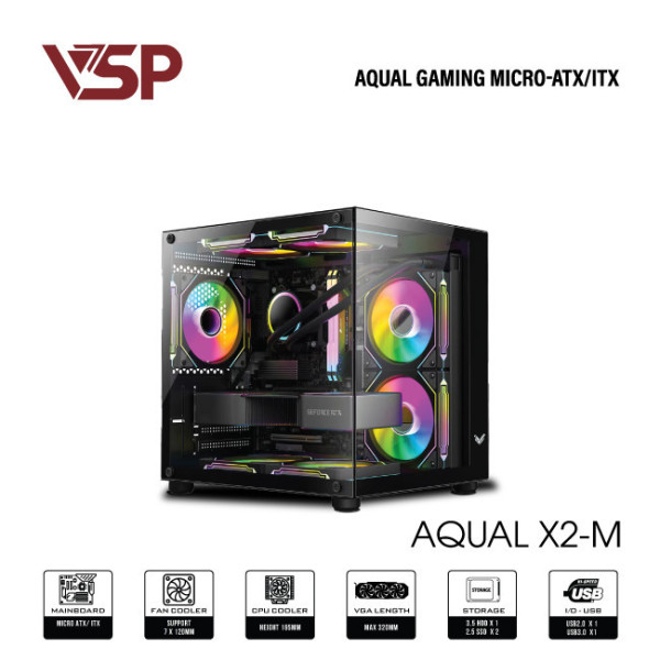 Vỏ Case Máy Tính Aqual X2-M Black