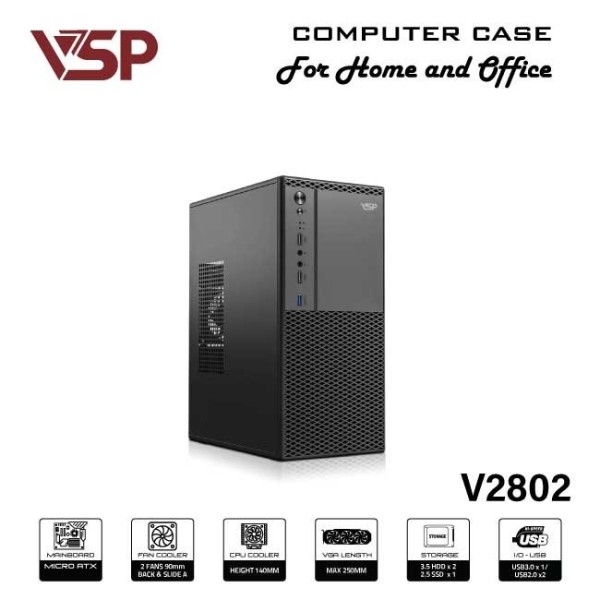 Case văn phòng VSP V2802 (M-ATX/I-ATX)
