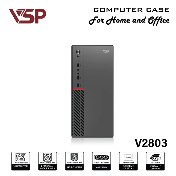 Case văn phòng VSP V2803 (M-ATX/I-ATX)