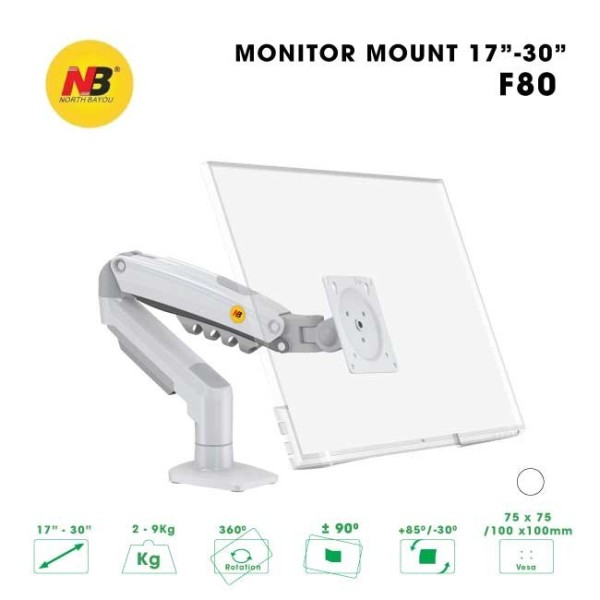Giá Treo Màn Hình Máy Tính North Bayou NB-F80 (Arm Đơn | 17-30 inch | Trắng)