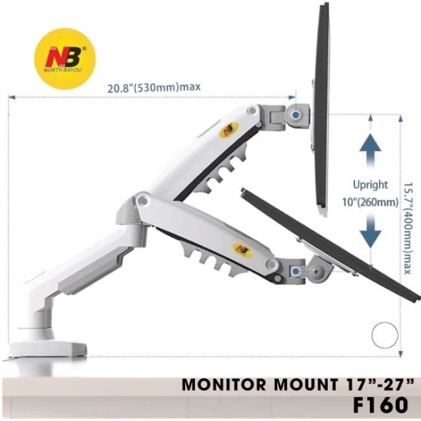 Giá Treo Màn Hình Máy Tính North Bayou NB-F160 (Arm Đôi | 17-27 inch | Trắng)