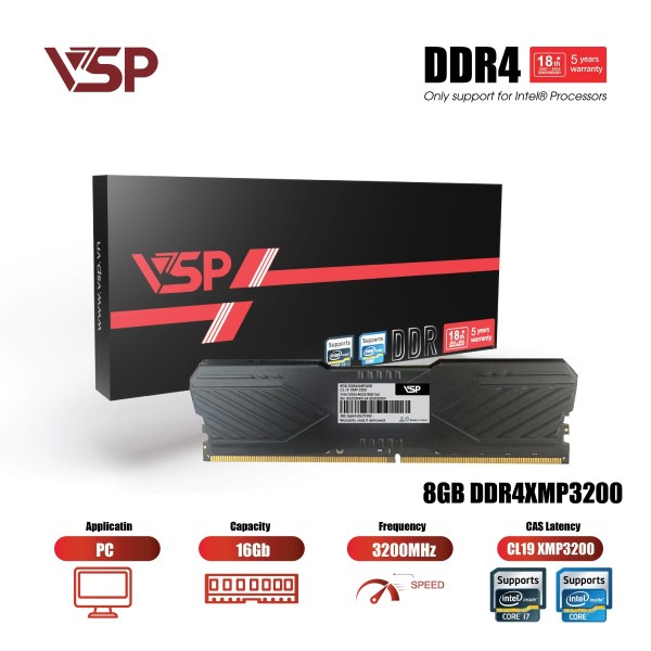 RAM PC VSP DDR4 8GB - 3200MHz (only support Intel)