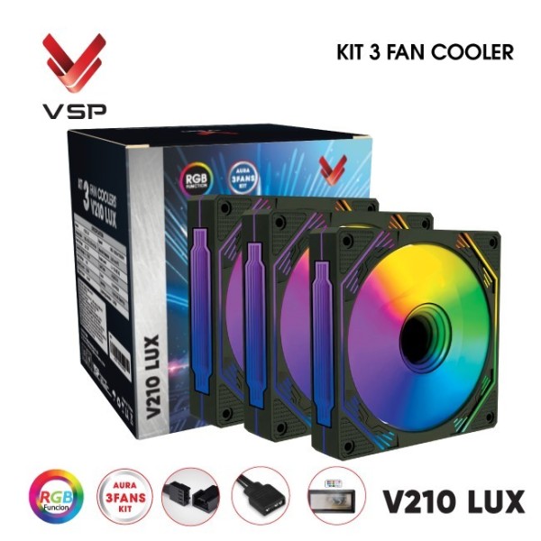 Fan Case VSP V210 LUX (Bộ 3 quạt 120mm + Hub)