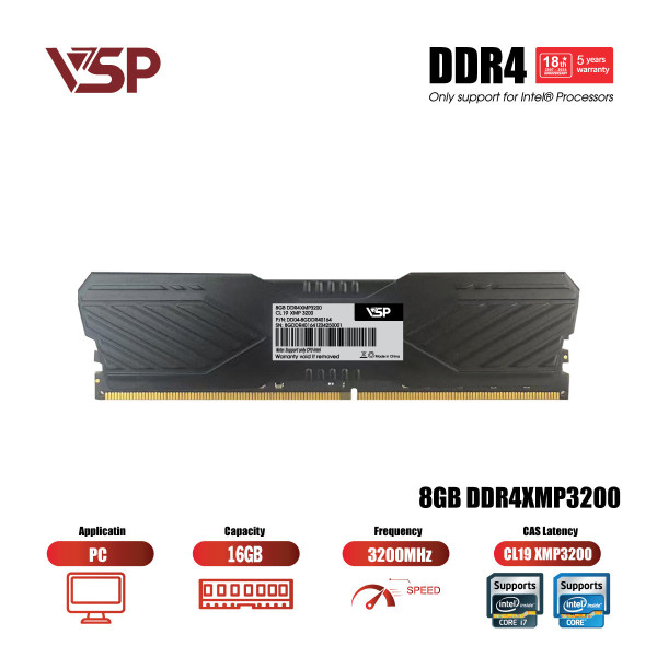 Ram PC VSP DDR4 8GB - 3200MHz (only support Intel)