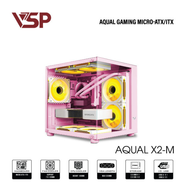 Vỏ Case Máy Tính Aqual X2-M PINK