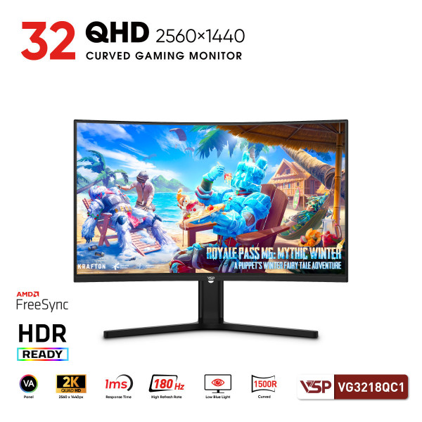  Màn hình cong Gaming VSP VG3218QC1 - 180Hz - 1ms - R1500