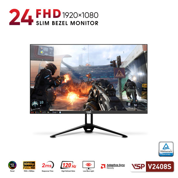 Màn hình VSP V2408S (24inch / ADS/IPS / FHD / 120Hz / 2ms / Adaptive-Sync) Đen Ver2025