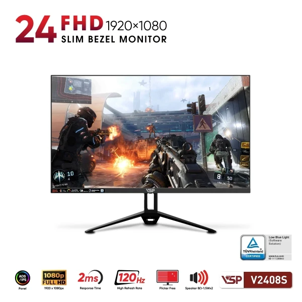 Màn hình VSP V2408S (24inch / ADS/IPS / FHD / 120Hz / 2ms) Đen Ver2025