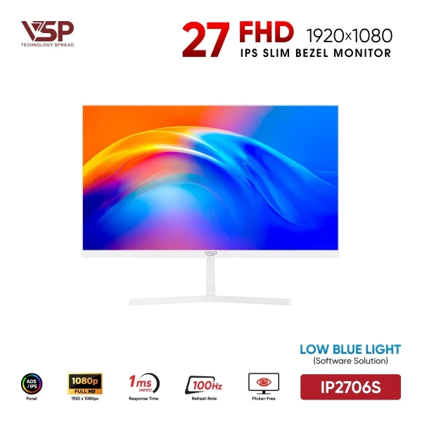 Màn Hình VSP IP2706S White (27inch / IPS / FHD / 100Hz / 1ms)