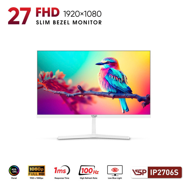 Màn hình VSP IP2706S (27inch / IPS / FHD / 100Hz / 1ms) Trắng