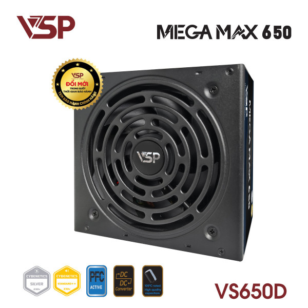 Bộ Nguồn Máy Tính VSP MEGAMAX VS650D (650W / Cybenetics Silver / Active PFC / DC to DC)