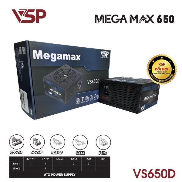 Bộ nguồn máy tính ATX VSP MEGAMAX VS650D - 650W