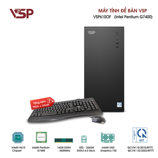 Máy tính để bàn thương hiệu VSP VSP610OF (CPU Intel Pentium Gold G7400)