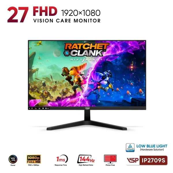 Màn Hình VSP IP2709S (27inch / FHD / IPS / ELED / 144Hz / 1ms / TUV)