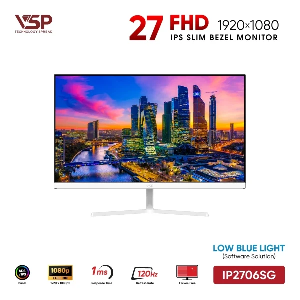 Màn Hình VSP IP2706SG White (27 inch / IPS / FHD / 120Hz / 1ms)