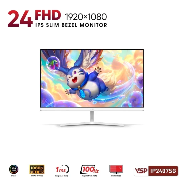 Màn Hình VSP IP2407SG White (24 inch / IPS / FHD / 100Hz / 1ms)