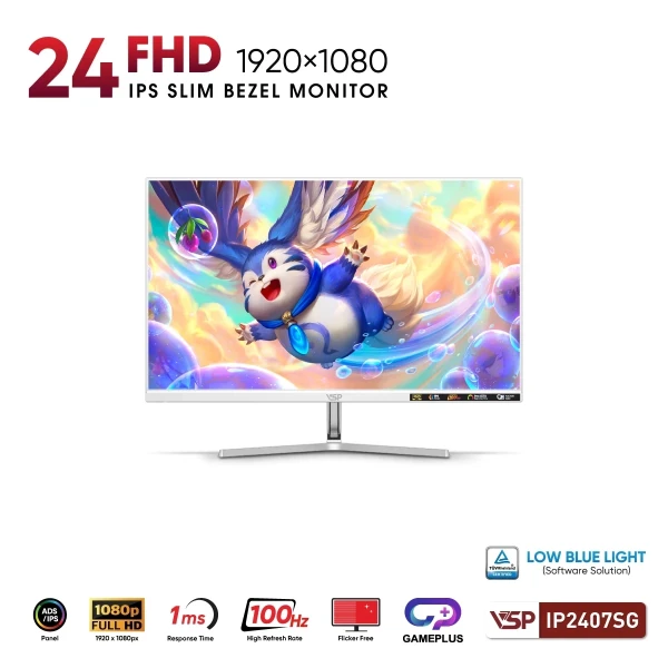 Màn hình VSP IP2407SG White (23.8inch / IPS / FHD / 100Hz / 1ms / FreeSync)