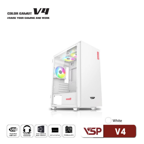 Vỏ Case máy tính VSP V4 - Trắng