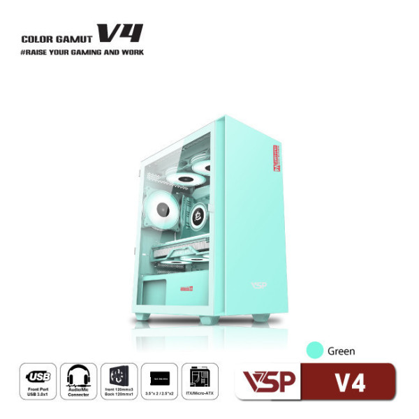 Vỏ Case máy tính VSP V4 - Xanh