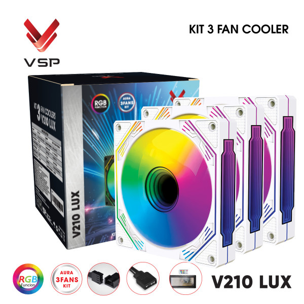 Fan Case VSP V210 LUX (Bộ 3 quạt 120mm + Hub) Trắng