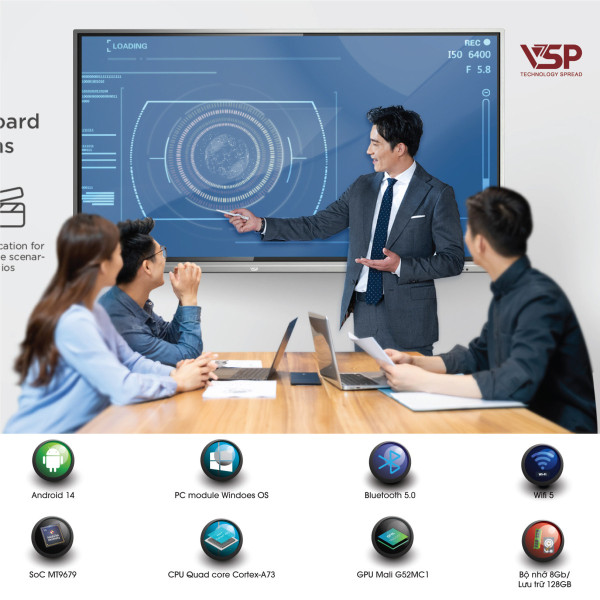 Màn Hình Tương Tác VSP IWB D7500D (75 inch / 4K UHD / IPS / AOSP)