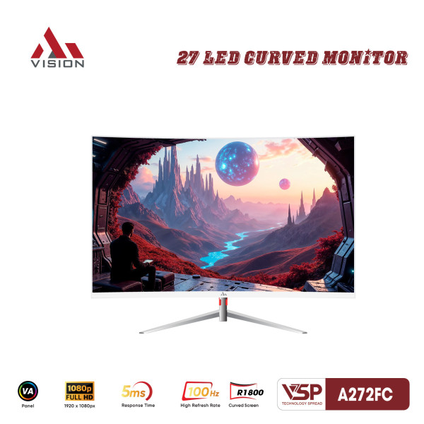 Màn hình cong AiVision A272FC White (27inch | FHD | VA | 100Hz | 5ms)