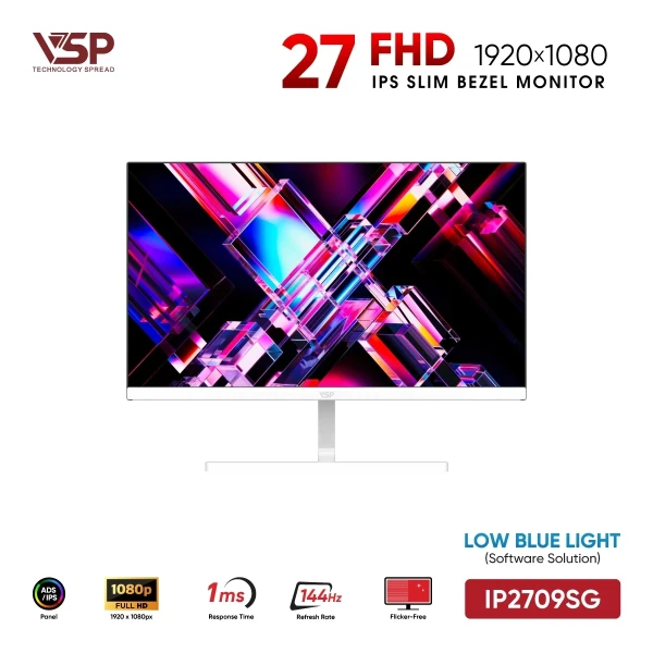 Màn Hình VSP IP2709SG White (27 inch / IPS / FHD / 144Hz / 1ms)