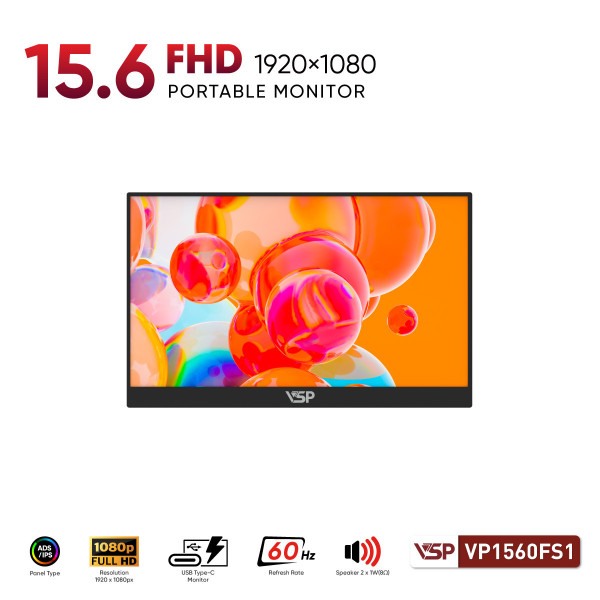 Màn Hình Portable VSP VP1560FS1 (15.6inch / IPS / ELED / FHD / 62Hz / non-Tooth)