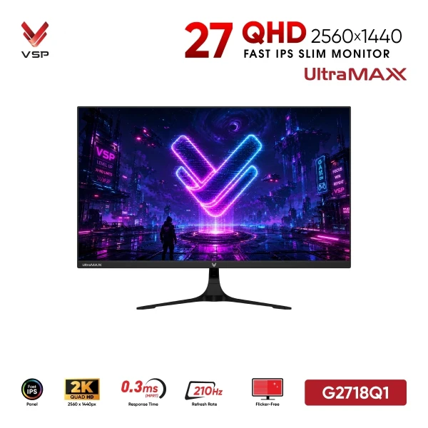 Màn Hình Gaming VSP G2718Q1 (27 inch / Fast IPS / 2K QHD / 210Hz / 0.3ms)