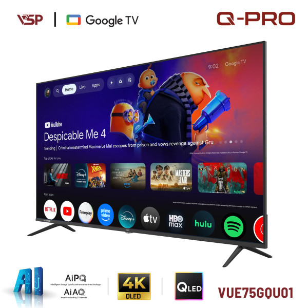 VSP TV QLED PRO (Q Pro) VUE75GQU01 (75inch / 4K / 60Hz / HDR / DTS / Internet / DVB-T2 / RAM 2GB / Lưu trữ 16GB)