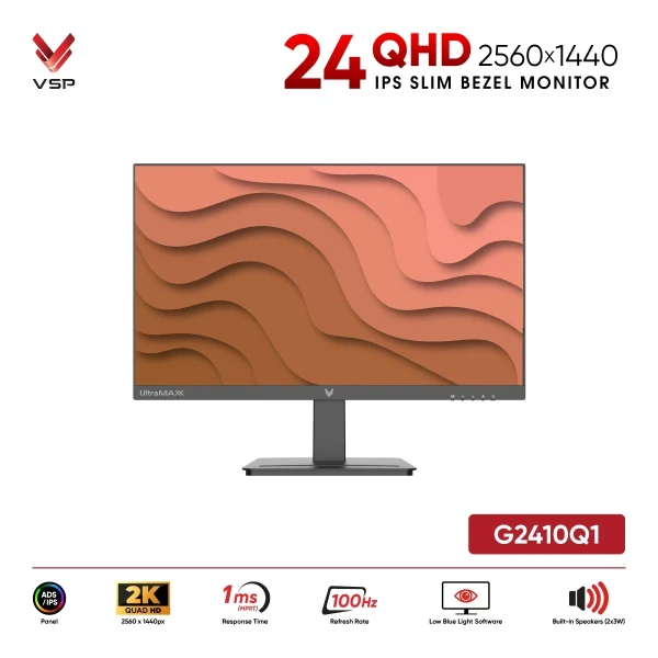Màn Hình VSP G2410Q1 (24inch / 2K QHD / IPS / 100Hz / 1ms / Tích hợp Loa Kép)