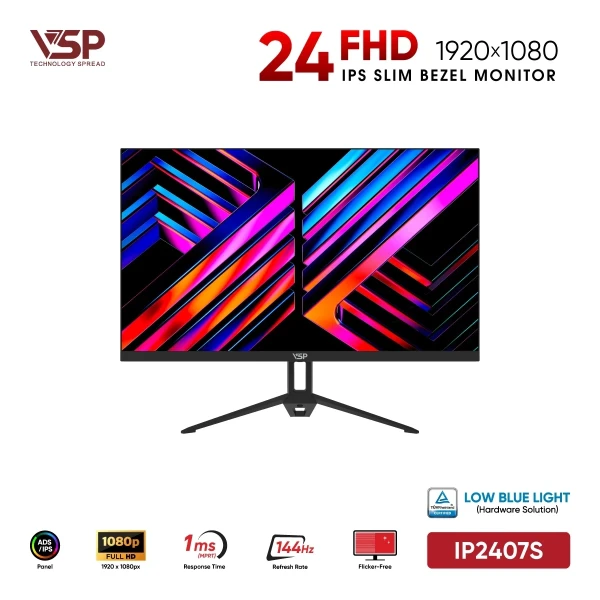 Màn Hình Máy Tính VSP IP2407S Đen (24 Inch / FHD / IPS / 144Hz / 1ms)