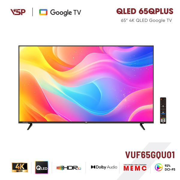 VSP Smart TV 65 inch Q-PLUS Series (4K QLED / Google TV / HDR10 / MEMC / DVB-T2)