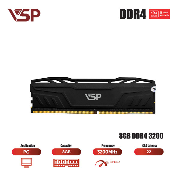 Bộ Nhớ RAM VSP 8GB DDR4 3200MHz (PC Desktop / Tản Nhiệt Nhôm)